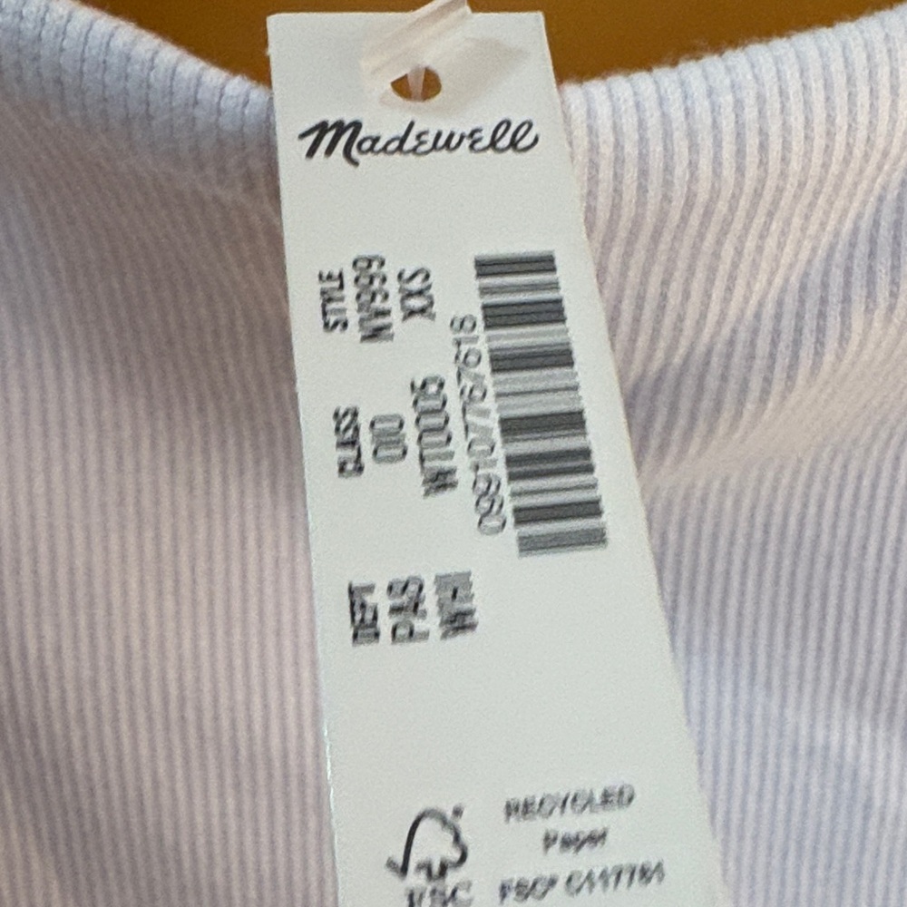 Madewell Elegant White Ribbed Spaghetti Strap double Layered Tank New Xxs NV999 - Picture 5 of 6